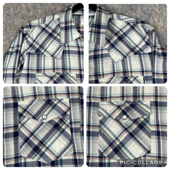 Tecovas Brushed Cotton Pearl Snap Button Up Multi Plaid Casual Western Shirt - M - Picture 9 of 16